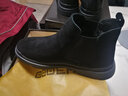 W3000 馬丁靴切爾西短靴皮靴高幫韓版棉鞋靴子英倫風(fēng)冬季工裝男加絨保暖 棉鞋款 43=皮鞋碼 曬單實(shí)拍圖