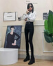 莫代爾高腰牛仔褲女裝2025秋季新款韓版百搭修身顯瘦緊身彈力小腳九分褲 黑灰色 [單款]8847# M [建議95-105斤] 曬單實(shí)拍圖