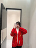 嫻妃2023秋冬新款女裝慵懶風(fēng)開衫毛衣外套女式寬松刺繡V領(lǐng)針織衫 紅色 均碼 曬單實拍圖