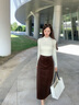 香影燈芯絨半身裙女中長(cháng)2025秋冬季新款開(kāi)叉高腰復古美拉德風(fēng)裙子 咖啡 S 曬單實(shí)拍圖
