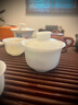 凝雅輕奢冰種玉瓷蓋碗旅行茶具套裝羊脂玉白瓷茶杯戶外露營辦公室禮品 冰種玉瓷蓋碗旅行-橙色包 一壺2杯 曬單實(shí)拍圖