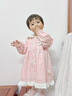 幼歌（YOUGE）嬰幼兒早春新款高級海軍領(lǐng)連衣裙粉白浪漫柔軟格紋裙潮 粉色 80 cm 曬單實(shí)拍圖