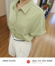 尚都比拉短袖雪纺衬衫女夏季休闲通勤职业衬衣百搭显瘦上衣 绿色 S  实拍图