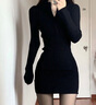 確彤秋季黑色辣妹女2025新款春秋短裙修身包臀緊身后媽裙子套裝連衣裙 拉鏈款常規(guī)】 M建議100斤-110斤 曬單實(shí)拍圖