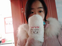 奇沛兒（QIPEIER）保暖手套女冬季可愛(ài)女生毛線(xiàn)手套戶(hù)外加絨防寒女士手套掛脖 小熊羊羔絨掛脖手套 米白 均碼 曬單實(shí)拍圖