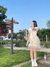 領季（Lingtos）2024夏季公主裙甜美三層紗裙少女蓬蓬連衣裙蝴蝶結可拆小清新裙子 米杏色 M 曬單實拍圖