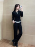 熙世界通勤戶(hù)外運動(dòng)上衣休閑闊腿褲兩件套裝女2025秋季搭配一整套 午夜黑 S 曬單實(shí)拍圖