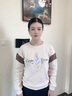 千語淇（QYQLADY）2025新款春秋季時尚套頭長袖衛(wèi)衣寬松羽毛印花T恤女裝打底衫6233 杏色 M 建議80-100斤 曬單實拍圖