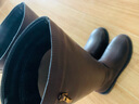 北極絨 時(shí)尚后拉鏈不過膝長筒靴瘦瘦高筒靴小香風(fēng)騎士靴 長筒靴棕色絨里【36碼】 曬單實(shí)拍圖