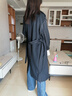 VEROMODA風衣女2024秋季女裝新款loose長款腰帶收腰翻領通勤時尚 海藍色 170/88A/L 曬單實拍圖