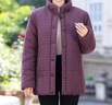 恒源祥媽媽加絨加厚格子棉襖中年女洋氣立領(lǐng)棉服中老年冬裝短款棉衣外套 紫色格 XL 曬單實(shí)拍圖