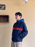 TOMMY HILFIGER男裝復古休閑運動(dòng)風(fēng)雙面穿重磅刺繡立領(lǐng)連帽夾克外套 深藍/黑C5J M （推薦：135-150斤） 曬單實(shí)拍圖
