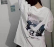 莜仙格大碼女裝設(shè)計感小眾短袖t恤女春夏寬松韓版2025新款涂鴉半袖上衣 白色 2XL (170-200斤) 曬單實(shí)拍圖