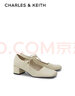CHARLES&KEITH蝴蝶結(jié)拼接鞋面方頭單鞋女士CK1-60361366 粉白色Chalk 34 曬單實(shí)拍圖