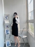 艾珠兒（Aizhuer）早秋顯瘦長(cháng)袖連衣裙女2025年春秋裝新款優(yōu)雅減齡氣質(zhì)小個(gè)子裙子女 黑色 M 曬單實(shí)拍圖