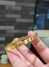 中國(guó)黃金（CHINA GOLD）黃金手鐲女款足金鉆紋手鐲手飾七夕情人節(jié)生日禮物送女友老婆媽媽 鉆紋黃金手鐲》圈號(hào)56 5.1g 曬單實(shí)拍圖