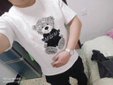 逐夢(mèng)顏（ZHUMENGYAN）夏季短袖t恤男新款美式時(shí)尚小熊發(fā)泡印花半袖ins青春百搭休閑上衣 白色【4D發(fā)泡卡通】 L 曬單實(shí)拍圖