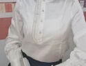 德瑪納（dme）【16姆米彈力緞桑蠶絲襯衣】春秋立領泡泡袖女裝真絲襯衫女 曬單實拍圖