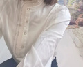 德瑪納（dme）【16姆米彈力緞桑蠶絲襯衣】春秋立領泡泡袖女裝真絲襯衫女 曬單實拍圖