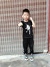 酷系（Cuulrite）兒童舞蹈服男童演出服專(zhuān)業(yè)T恤套裝現代舞服練功服男生拉丁舞服裝 黑色圓領(lǐng)短袖+蘿卜褲 120 身高115-125cm 曬單實(shí)拍圖