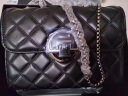 酷奇袋鼠包包女包2024七夕潮高級感斜挎包韓版時(shí)尚百搭單肩包菱格鏈條包 黑色 曬單實(shí)拍圖