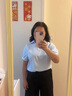 紅蜻蜓假兩件條紋短袖T恤女夏季新款時尚雪紡體恤上衣漂亮洋氣小衫 淺水藍短袖 L 【建議100-110斤】 曬單實拍圖