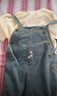 孕婦褲春秋外穿牛仔背帶褲秋季孕婦裝套裝大碼時(shí)尚直筒闊腿休閑褲 背帶褲（單件） L 曬單實(shí)拍圖
