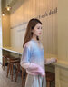 ELLE【巴黎天空】馬海毛漸變毛衣女2025春裝新款慵懶風(fēng)輕薄毛針織衫 紫色 M 曬單實拍圖