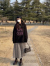 LDBE圓領(lǐng)衛衣女黑色寬松長(cháng)袖春季款hiphop美式復古oversize設計感上衣 黑色【秋冬加絨】 XL （110-125斤） 曬單實(shí)拍圖