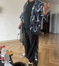 花花公子（PLAYBOY）夏天三件套冰絲大碼古裝唐裝男中國風(fēng)男裝道袍漢服男古風(fēng)網(wǎng)紅衣服 黑色群鶴三件套 4XL 建議170至190斤左右 曬單實拍圖