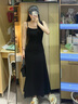 GARNUO黑色吊帶連衣裙子女夏季2025新款法式小個(gè)子高級感赫本風(fēng)收腰長(cháng)裙 黑色 M 曬單實(shí)拍圖