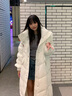 她芙（tafu）品牌女裝白鴨絨羽絨服女2025冬季新款長(cháng)款過(guò)膝韓版寬松加厚面包服 白色 M 曬單實(shí)拍圖