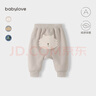 babylove嬰兒大PP褲秋冬加絨保暖寶寶長(cháng)褲高腰護肚外穿百搭休閑褲 海鷗灰 80 cm 曬單實(shí)拍圖