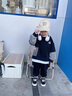 mlgt kids童裝男童套裝男孩春秋裝新款痞帥衣服兒童寶寶加絨衛(wèi)衣冬裝 黑色 90 cm 曬單實(shí)拍圖