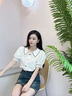 羅蒙（ROMON）法式娃娃領(lǐng)短袖雪紡襯衫女夏季2025新款減齡時(shí)尚洋氣別致蕾絲小衫 杏色 M -95-105斤 曬單實(shí)拍圖