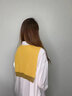 SOMUBAY網(wǎng)紅純色夏季搭肩小披肩外搭高端假領(lǐng)空調房護頸椎保暖針織圍巾女 姜黃（彩色邊交叉-針織披肩） 曬單實(shí)拍圖