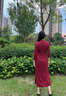 逸紅顔（E.Beauty）風(fēng)華2025秋季新款彈力針織波點(diǎn)老畫(huà)報(bào)日常旗袍女 紅色長(zhǎng)款 M 曬單實(shí)拍圖
