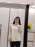 千語淇2025假兩件條紋襯衫領(lǐng)長袖T恤女春秋衛(wèi)衣寬松拼接上衣打底衫6941 杏色 M 建議80-100斤 曬單實拍圖