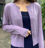 欧莎（OSA）小香风紫色开衫针织毛衣外套新款女外搭上衣空调衫 浅紫色 S 实拍图