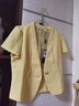 名師路薄款西裝外套女夏季新款日常通勤職業(yè)裝肌理一?？鄱炭钗鞣⊥馓?黃色30 M 曬單實(shí)拍圖