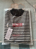 啄木鳥(niǎo)冰絲2025新款短袖T恤女學(xué)生韓版套頭半高領(lǐng)條紋針織打底衫上衣 黑條紋 L 曬單實(shí)拍圖