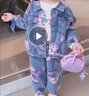 G.DUCKKIDS小黃鴨女童牛仔三件套裝春秋裝新款女寶寶衣服1-7歲女孩褲子運(yùn)動 藍(lán)色 80 曬單實(shí)拍圖