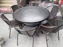 梵派（FAPOLITE）戶外桌椅室外鐵藝鋁合金燒烤桌戶外庭院花園防雨碳電烤桌火鍋桌椅 波爾多6椅+120CM碳烤圓桌 曬單實拍圖