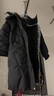 雅鹿菱格撞色拼接中長款羽絨服女士冬季可拆卸帽加厚外套 黑色 L (165) 【建議125-140斤】 曬單實拍圖