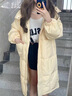 貴蘭姿純色大口袋白鴨絨輕薄羽絨服女長(cháng)款2025新款寬松連帽加厚保暖外套奶黃色【長(cháng)款】S碼（80-125斤） 曬單實(shí)拍圖