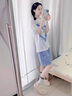 浪莎（LangSha）天絲牛仔短褲女夏季薄款高腰學生中褲休閑寬松顯瘦冰絲闊腿五分褲 淺復古 S 【適合85-98斤】 曬單實拍圖