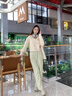 名創(chuàng  )優(yōu)品（MINISO）春秋季套裝女休閑運動(dòng)潮流女裝連帽開(kāi)衫衛衣闊腿褲兩件套韓系穿搭 【春秋款】奶白(甜品熊)+奶白 2XL (推薦體重150-170斤) 曬單實(shí)拍圖