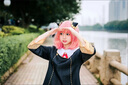蓬源玩具阿尼亞cos服 薄款可愛(ài)間諜過(guò)家家女童裝C服cosplay動(dòng)漫服 阿尼亞衣服+假發(fā)+襪子+頭飾+發(fā)網(wǎng) 兒童款 160 曬單實(shí)拍圖