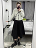 韓璐嬌（hanlujiao）秋冬連衣裙女裝2024新款搭配一整套茶系穿搭時(shí)尚小香風(fēng)減齡套裝裙 外套+打底衫+半身裙 M 曬單實(shí)拍圖