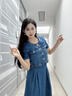 lagogo圓領(lǐng)正肩短款牛仔外套女拉谷谷夏季新款小個(gè)子百搭短袖上衣 深牛仔藍(lán)(N2) S 曬單實(shí)拍圖